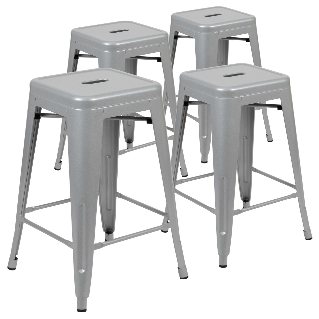 Emma and Oliver 4 Pack 24" High Metal Indoor Counter Bar Stool - Stackable Stool